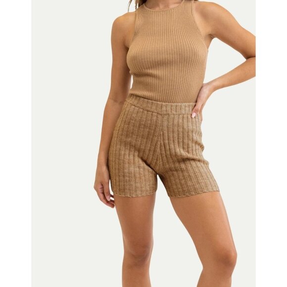 Rhythm. Livin $50 Daisy Knit Short Mocha NEW WITH TAGS - Picture 1 of 4